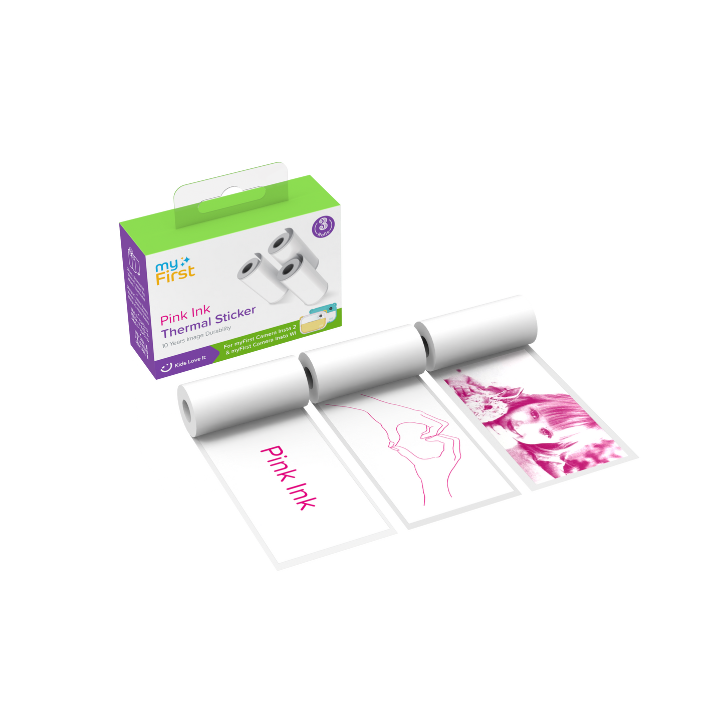 Thermal Sticker White with Pink Ink for myFirst Camera Insta 2/Insta Wi/Insta 20