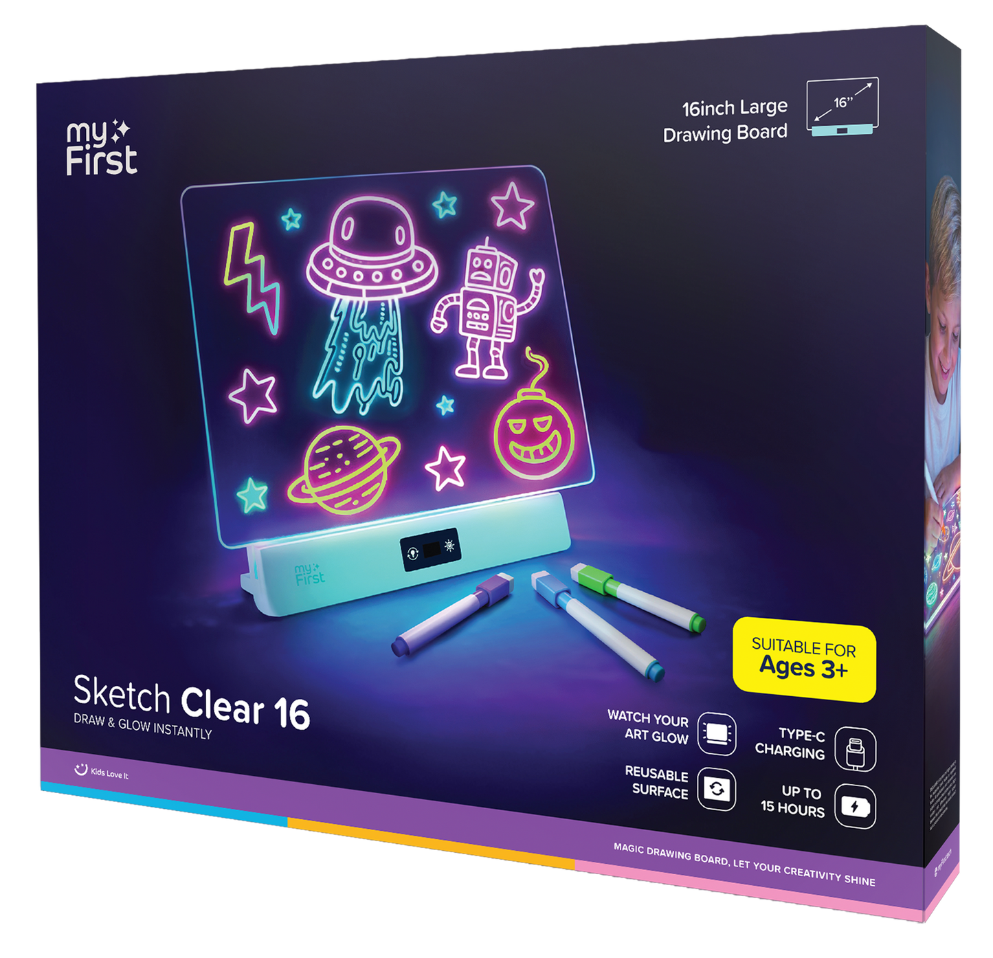myFirst Sketch Clear — Glowing Light Board for Kids