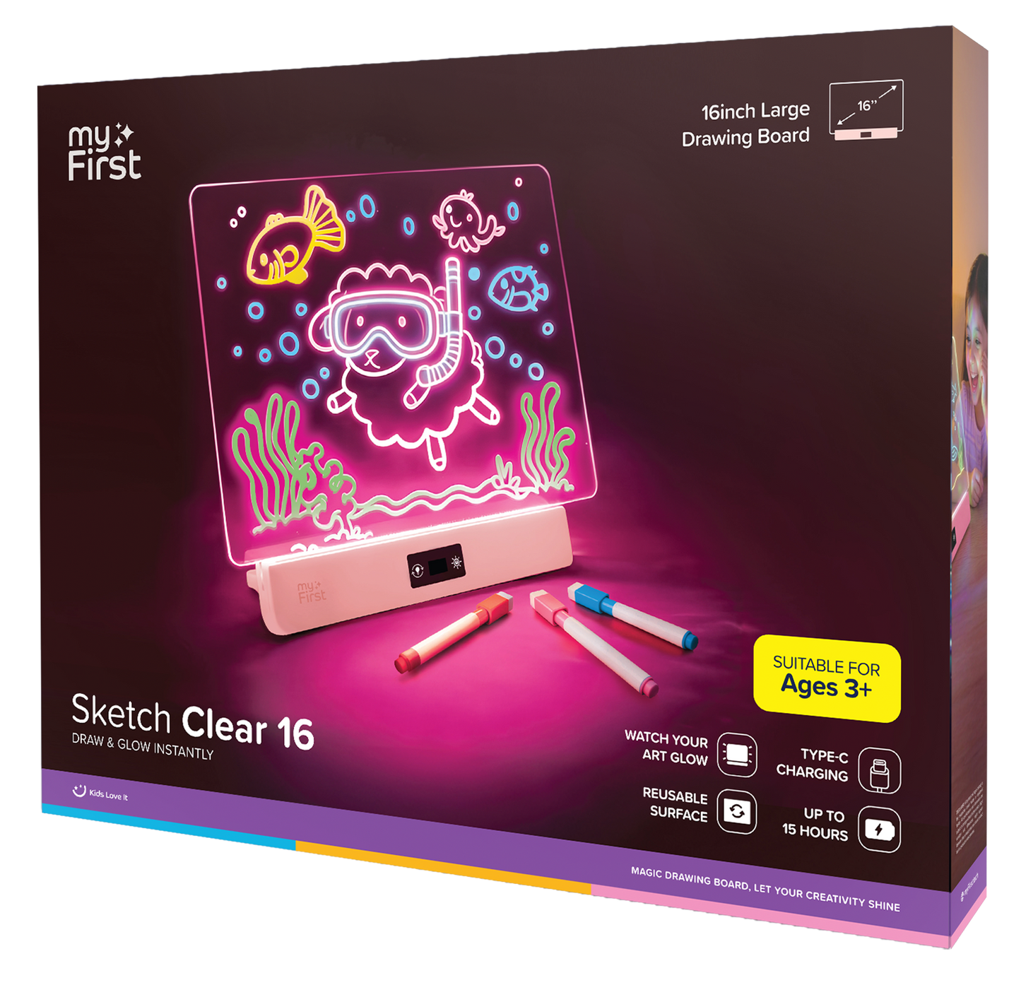 myFirst Sketch Clear — Glowing Light Board for Kids
